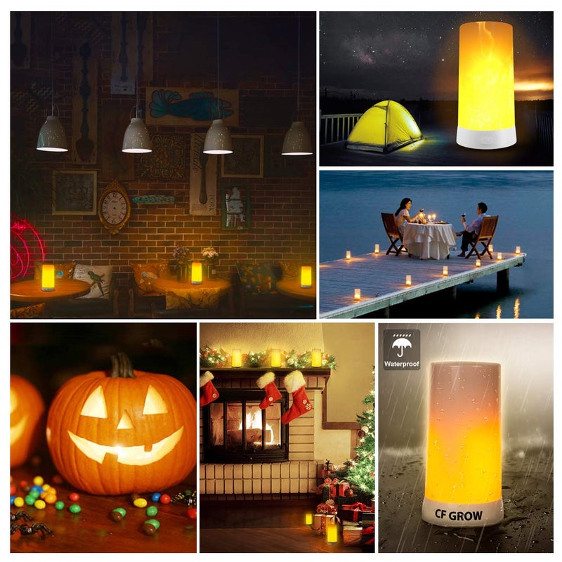 CFGROW LED Flame Effect Light, USB Rechargeable Flame Candle Waterproof Dimmable 4 Modes Lantern with Gravity Sensing Effect & Magnetic Base, for Halloween, Room, Party, Bar Decor - Image 4